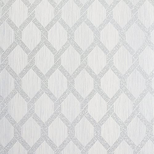 Arthouse Radiance Trellis Silver Wallpaper 298504 - Vinyl Texture Geometric