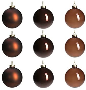DN DECONATION Adornos de Bola de Navidad de Cristal marrón, Bolas de Navidad Colgantes de 3.15 Pulgadas para decoración de árbol de Navidad, Juego de 9 Decoraciones para Vacaciones, Halloween, Regalo