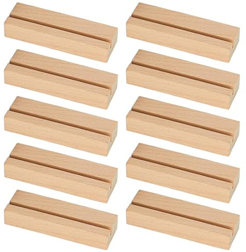 Greyoe Kartenhalter Holz, Tischkartenhalter, 10 Stück Tischkartenhalter Einfacher Holzkartenhalter für Hochzeitstisch, Namensnummer, Bilder, Memos, Notizen, Fotos schwarz (Holzfarbe)