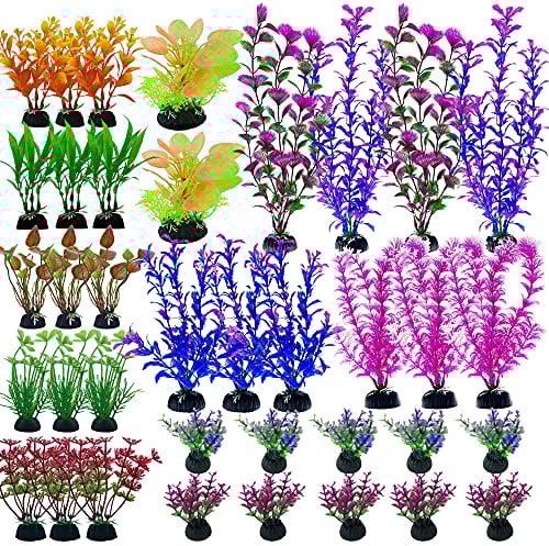 Cayway 37 PCS Plantes D'aquarium Plastique Décoration, Mixte Plantes Aquatiques Décor Plante Aquarium Artificiel pour Que Les Poissons Se Cachent Aquarium Decoration