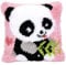 AYYDS Kit de coussin à nouer soi-même, avec crochet à nouer soi-même, housse de coussin décorative, kit de crochet, kit de nouage créatif, pour enfants et adultes, cadeaux 40 x 40 cm, motif panda