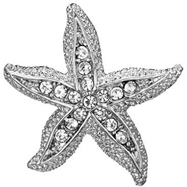 lopituwe Les Femmes Étoile de mer Broche Cristal Shirt Sac à Main écharpe Cristal Pin Tie Hat Manteau en Alliage Strass Broche