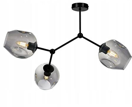 Light-Home Prage Deckenbeleuchtung Lampen Deckenlampen - Deckenlampe Industrial für Wohnzimmer Schlafzimmer und Esszimmer - Pendelleuchte Glas mit Metall 3-Flammig - Graphit