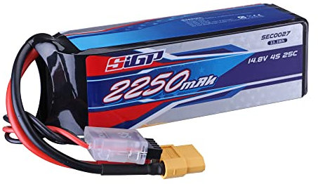 SIGP 4S Lipo Akku 14,8V Batterien 2250mAh 25C mit XT60 Stecker für RC Flugzeug Quadcopter Helicopter Drohne FPV