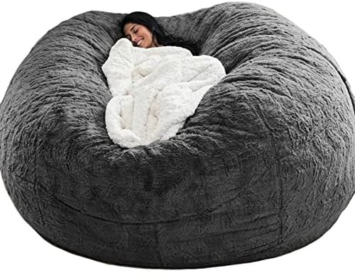 GXSDYYDS Sitzsack, Bean Bag, XXL-Sitzsäcke Flauschig kuschelig Sitzsack Stuhlbezug für Erwachsene(ohne Füllung) Waschbar 180*90cm Dunkelgrau