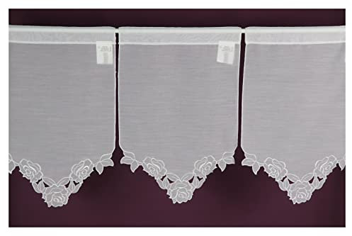Hossner Fensterbild 3er- Pack aus Batist mit Lochstickerei Vintage- Style Panneaux Scheibengardine 30 x 45 (BxH) cm