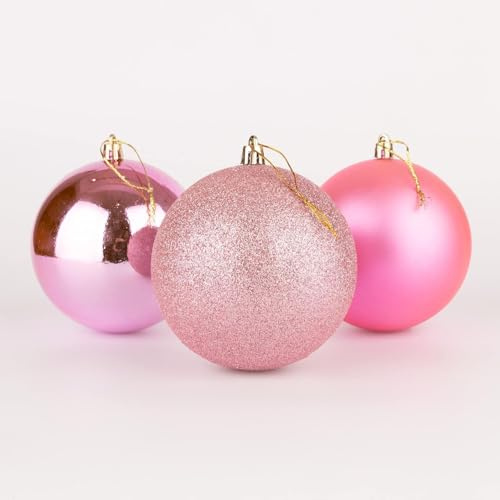 15cm/3Pcs Christmas Baubles Shatterproof Pink, Christmas Tree Decorations Ball Ornaments Balls Xmas Hanging Decorations Holiday Decor - Shiny,Matte,Glitter