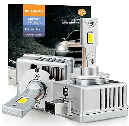 D-Lumina Ampoules LED D1S D1R D1C,90W 18000lm 6500K Blanc Brillant Xenon, Kit de Conversion de Lampe de Remplacement HID,Paquet de 2