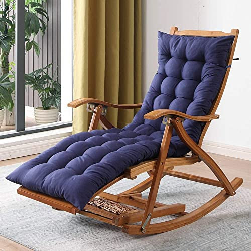 Barhocker, zusammenklappbarer Schwerelosigkeits-Lounge-Stuhl, verstellbare Relaxer-Liege, Bambus-Schaukelstuhl für Garten, Strand, Pool, max. Belastung 200 kg,Blau