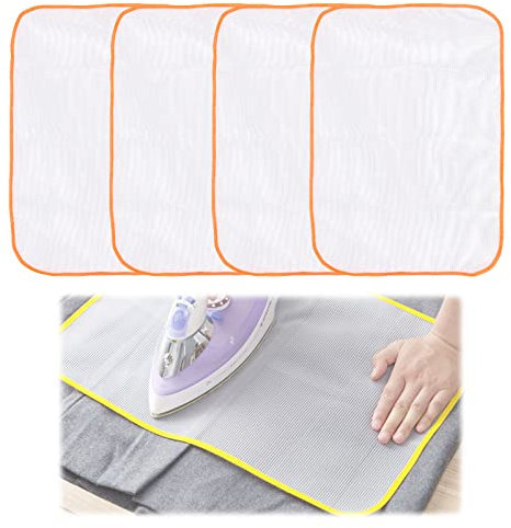 Bügeltuch Mesh-Bügelunterlage Schutzbügel Tuch Bügeltuch Bügelpolster Bügeltuchschutz Bügelnetz Bügelschutztuch Bügeltuchnetz Bügeltuch Bügeltuch für Bügeln, 4 Stück, 60x40cm (zufällige Randfarbe)