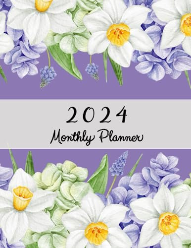 2024 Monthly Planner: 1 year Monthly Planner Calendar Schedule Organizer January 2024 Up to December 2024 With Federal Holidays and Floral Cover