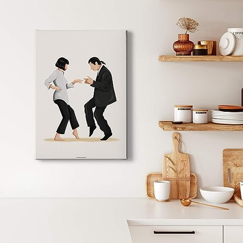 A.S. Création Leinwandbild Kunstwerk Pulp Fiction - Kunstdruck schwarz weiß - 50x70 cm Hochformat - moderne Wanddekoration Schlafzimmer Wohnzimmer Küche - Bild auf Keilrahmen