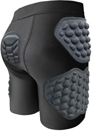 STONEKISS Padded Goalie Shorts Youth Boys and Girls, Rollerskating Bum Pads for Kids, Impact Protection Undershorts w/ Tailbone, Hip, Thigh Protector Padding YM