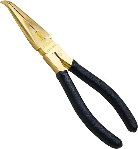WEDO Bent Nose Pliers 8(200mm), Brass Needle Nose Pliers Round 45 Degree,with Non-Slip Handle