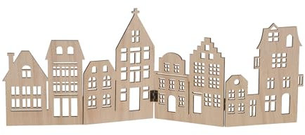 Spetebo Skyline - Figura decorativa de madera plegable (50 x 22 cm), diseño de ciudad de Navidad