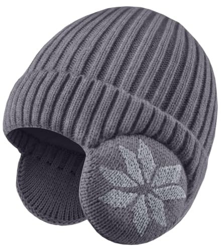 LCZTN FASHION Barn unisex mössa vinter 3-10 års hatt för varm fleece fodrad med öronklaffar för söta pojkar och flickor