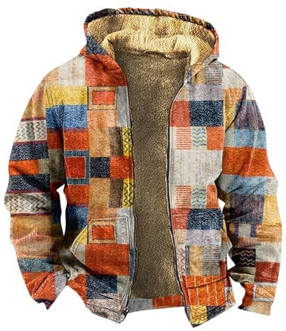 Mens Coats Winter Mens Heavy Winter Coat Mens Sherpa Lined Flannel Sudaderas para Hombre Mens Winter Coats with Hood Suede Jacket Men Mens Coats Winter Mens Long Jacket Western Jacket(4-Orange,Small)