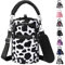 AceTreker 64 oz /87 oz/128 oz Neoprene Water Bottle Carrier with Strap for Insulated Metal Hydro Jug Water Bottles, Sleeve Holder Bag for Camping Trip-Cow