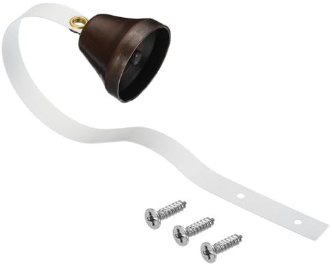 PATIKIL Dog Bell, Fixed Metal, Bronze and White with Brackets, Traditional Doorbell for Dogs, Wall Mounted