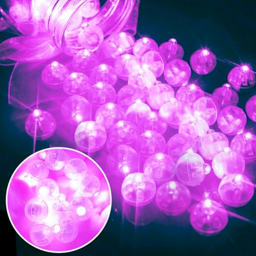 100 Pièces Lumières de ballon LED, Rose Violet mini ballons Lampes LED, lumière de fête de ballon LED, Rond ballons lumineux pour anniversaire, mariage, Noël, nouvel an, décoration de carnaval