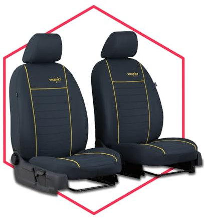 Saferide Autositzbezüge Universal Schonbezüge kompatibel mit FIAT Ducato I 1+1 Bus Gelb Transporter Vordersitze