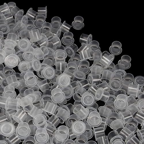 Tomedeks 200 Piezas Cups Tattoo, 11 * 10Mm Tapas Tinta Tatto, Tapas De Tinta De Tatuaje, Tapas De Tinta para Tatuajes, Tinta De Pigmento Desechables Tazas De Tinta para Tatuajes De Plástico