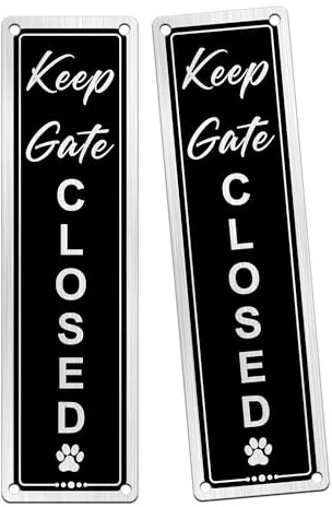 TAKULA Keep Gate Shut for Dogs - 18 * 5CM Aluminium Sign, Waterproof, Rustproof and Fade-Resistant, Easy to Install