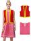 AYYOHON Toadette Kostüm Fliegenpilz Rosa Kleid mit Weste für Frauen Halloween Cosplay Kröte Pilz Weste Kleid Outfit 3XL