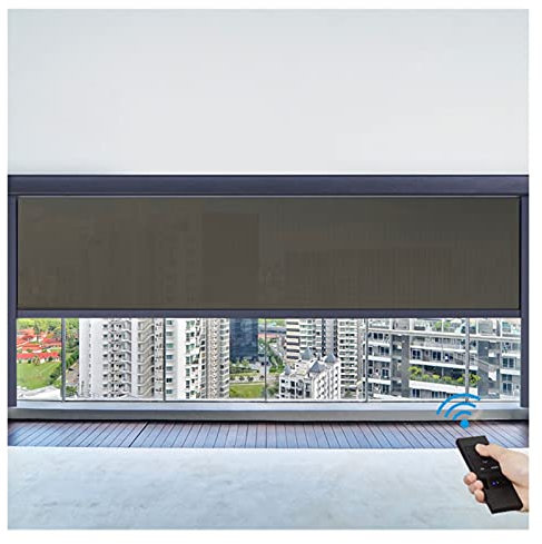 Window Shades Motorized Roller Blinds with Remote Control Automatic Blackout Roller Shades for Office Bedroom Living Room Roller Shades Window Decoration with Multi-level Leaves(D,100x140)