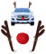 ANTROBIN Rentier Auto Set Deko Weihnachten, Auto Weihnachtsdeko mit Geweih und Roten Nase, Auto Deko Weihnachten für Trucks Suv Van