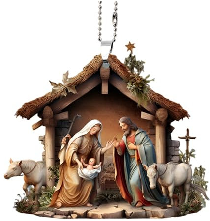 Shienfir Jesus-Familien-Gebets-Ornament, Weihnachts-Anhänger, Szene, bunt, religiöses Symbol für Zuhause