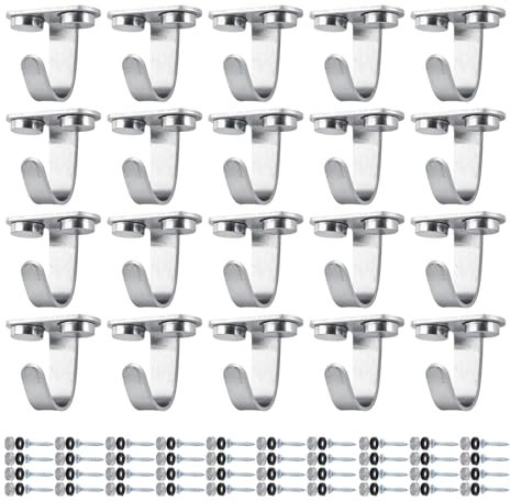 HJIAMA Ganci 20 Pezzi, Gancio Soffitto con Tappi e Viti Decorativi, Ganci Appendiabiti Multifunzione, Gancio Fissaggio Rete per Rimorchio, Telo Bagno, Camera Letto, Armadio