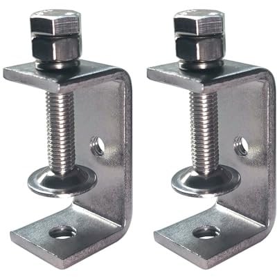 Ponezg C Clamp Stainless Steel 55 mm C Clamp Screw Clamp Set Small Clamping Screw Clamp Clamps Metal Clamp Bracket Table Clamp 20-50 mm Adjustable Jaw Openings M8 M10 C-Clamp (Pack of 2)