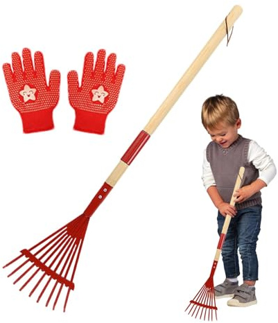 Kinder Rechen Garten, Laubrechen Kinder, Rechen Für Kinder, Kleine Rechen Für Kinder, Laubharke Mit Holzgriff, Gartengeräte Mit Kinderfreundlichem Design Für Gartenarbeiten, Camping Und Erkundungen