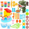 WOOWAIR Pâte à Modeler pour Enfants -58 Pièces Accessoire en Pâte à Modeler, Machine à Glace, Machine à Pâtes Dinosaure avec 12 Boîtes de Pâte à Modeler -Set d'outils en Pâte à Modeler dès 3 Ans