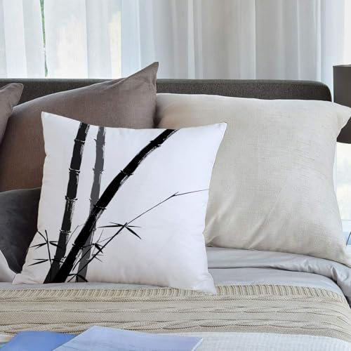 KHWEJ Kissenbezüge 45x45 cm,Exotische, japanische Feng Shui Aquarellkunst,Zierkissenbezug Cushion Cover Couch Wohnzimmer Außenbereich Deko