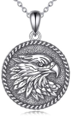AXELUNA Adler Halskette 925 Sterling Silber Adlerkopf Anhänger Halskette Schmuck Geschenk für Frauen Männer