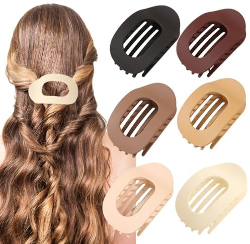 6 fermagli per capelli piatti da donna per capelli lisci lisci per capelli spessi, sottili e ricci, grande becco d'anatra opaco, tenuta solida (A)