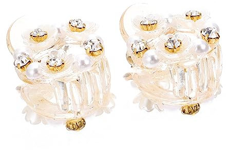 SHERCHPRY 2 Piezas Pinzas de Pelo Flor Transparente con Perlas y Accesorios para Niñas Clip de Cabello para Ocasiones Especiales y