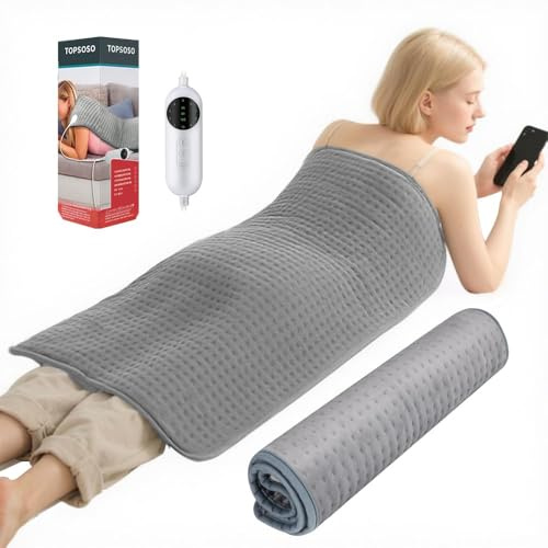 Extra Large Heating Pad, 20x40 Heating Pad for Back Pain Relief & Period Cramps -10 Heat Settings & 3 Timing Options, Soft Machine Washable Fabric- Heat pad for Back,Shoulder,Neck,Abdomen,Legs