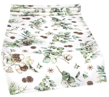 beties - Magie des Winters Collection - Tischläufer, Tischband Moggl 40x130 cm; Allover mit Tannenzapfen, Knallbeeren & Sternanis aus 100% Baumwolle – festlich & winterlich dekorierbar