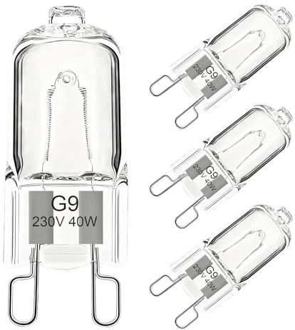 4 Pcs G9 Halogen Oven Bulb 40W 230V 300°C Heat Resistant, G9 Oven Light UV Filtered Warm White 2700K Compatible with Philips Neff AEG Smeg Zanussi Bosch Long Lasting Lifespan [Energy Class G]