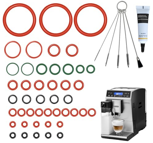 GEEKHOM 45 Stück Dichtungssatz O-ring Dichtung Wartungsset Für Delonghi ESAM/ECAM/ETAM | 11 Varianten + 10g Silikonfett + 5 Reinigungsbürste | Kaffeevollautomat Ersatzteile Für Brüheinheit Thermoblock
