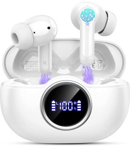 Rinsmola Wireless Earbuds, 2025 Bluetooth 5.4 Headphones in Ear with 6D Deep Bass Stereo Ear Buds, Wireless Headphones Noise Cancelling 4 ENC Mic, Bluetooth Earphones 36H Playtime/IP7 Waterproof/USB-C