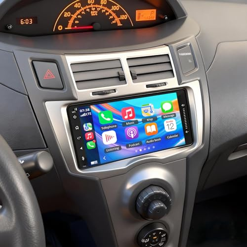 Autoradio 2 DIN Android 14 pour Toyota Yaris 2005-2011,9 Pouces Écran Tactile 4+64G,Support CarPlay & Android Auto,Bluetooth GPS FM WiFi,Poste Radio Voiture avec Navigation SWC DSP Caméra de Recul