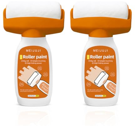 LOMUG Wandfarbe Ausbessern Weiß 500g, 2 in 1 Wandreparatur RollbüRste, Ausbesserungsfarbe Weiss Roller, Wand Ausbessern Roller für Graffiti Kratzer und Beschädigte Wände (2 Stück)