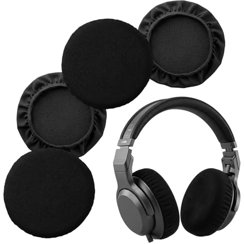 Nogeqi 2 Pairs Headphone Covers for Ears, Flex Fabric Earphone Covers, Washable & Stretchable, Headphone Earpads Cover Sweat Protectors for Gym Gaming, Fit 9-11 cm, Black