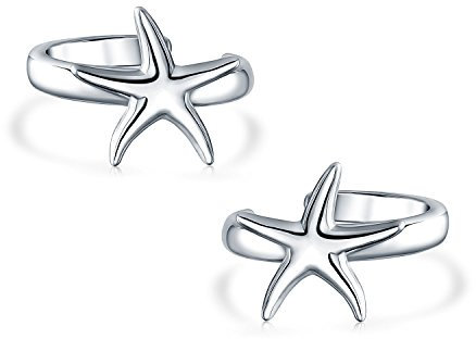 Ensemble De Boucles D'Oreilles Hawaii Ocean Sea Life Tropical Beach Vacation Nautical Starfish Ear Cuff Pour Femmes Et Adolescentes En Argent Sterling .925
