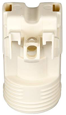 E14 Lampenfassung Kunststoff (PBT), Gewindefassung mit Halterung, Sockel mit Einbuchtung für M4 Schraube Weiß (RAL 9003)