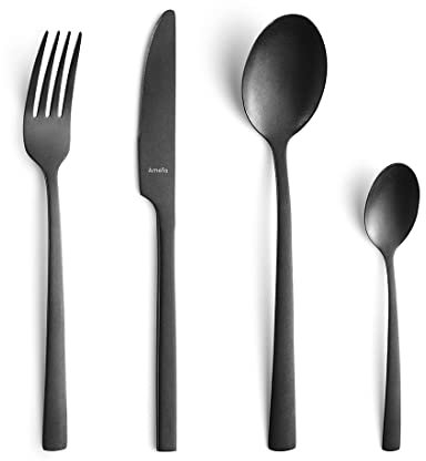 Amefa 9035VTVG17B78 Set de 16 Ménagère Coffret 4 Personnes, Acier Inoxydable, Noir, 15,3 x 6,2 x 25 cm